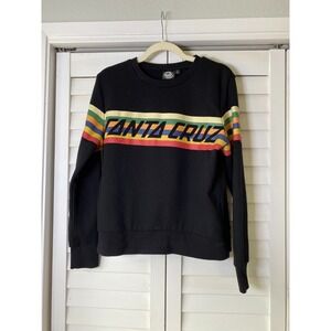 SANTA CRUZ Skateboards Stripe Strip Black Pullover Crewneck Sweatshirt Women | L